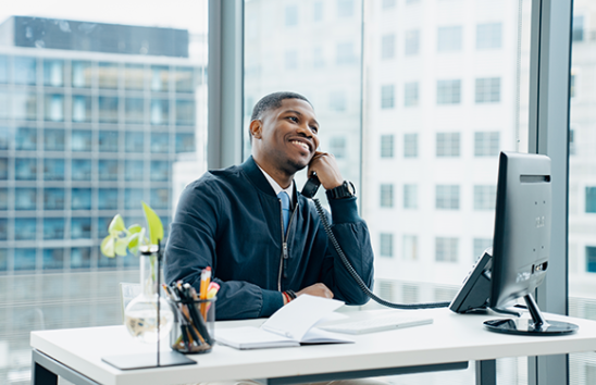 man on phone in office